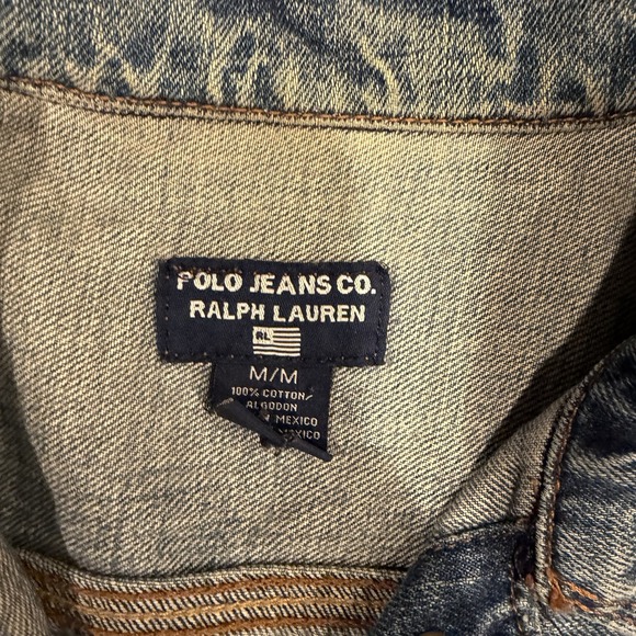 Ralph Lauren Polo Jeans Company Ladie Blue Denim Jacket Size Medium 90s - Picture 2 of 5